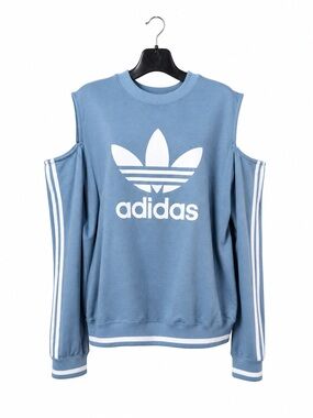 adidas Dusty Blue Trefoil Cold-Shoulder Sweatshirt